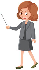 Wall Mural - young woman teacher teaching cartoon character