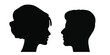 Man and woman face silhouette. Face to face icon – vector illustration .