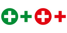 Medical Cross Icon, Set Of Four Red, Green Isolated Icons, Eps10