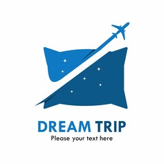 Dream trip logo template illustration. there are pillow with airplane