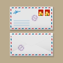 Realistic 3d Airmail Envelope