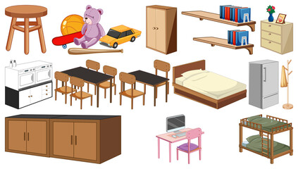 Sticker - Set of interior furniture and decorations