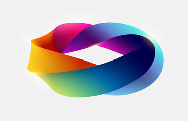 3D geometric shape. Circle of swirling colorful line.