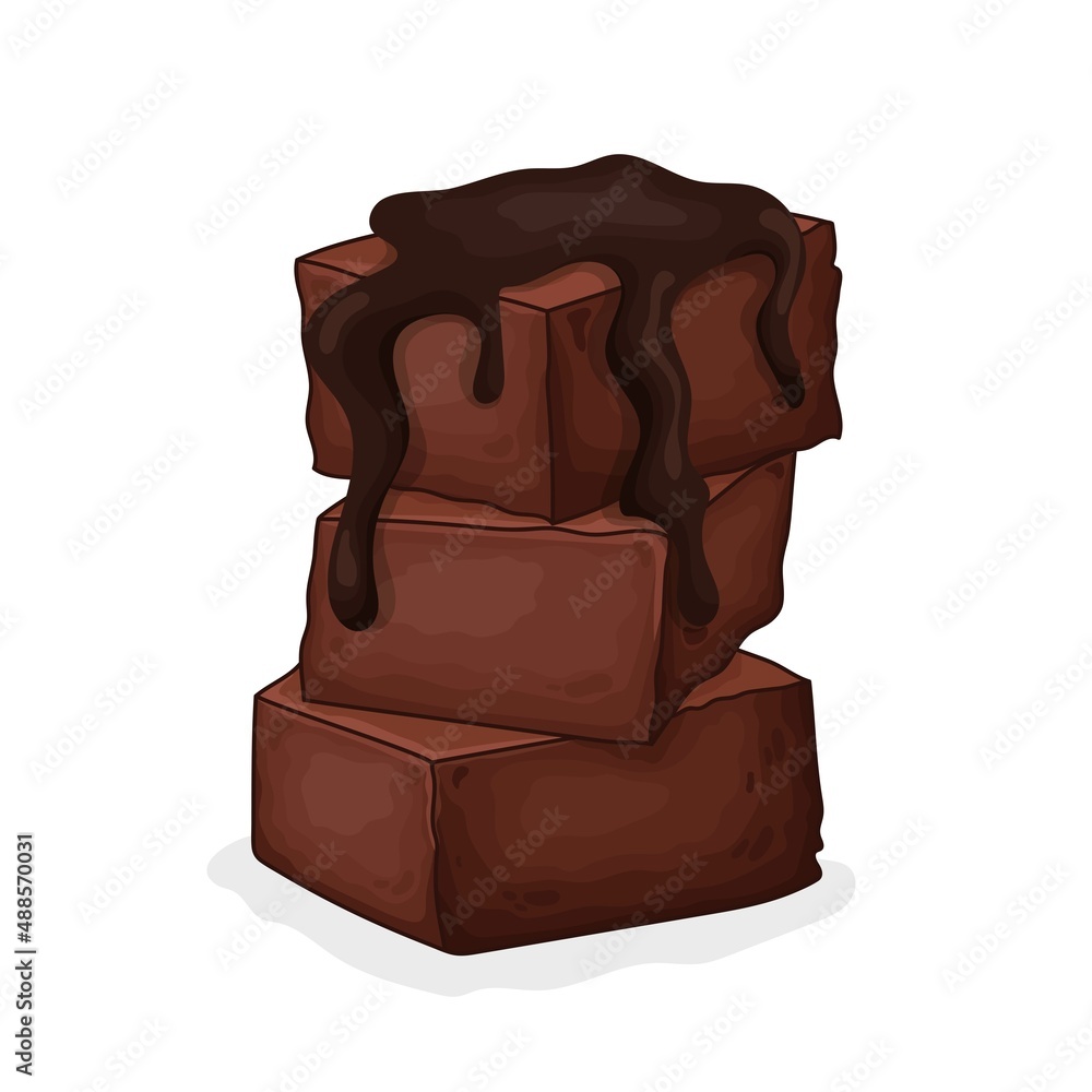 Chocolate brownie with chocolate icing, vector illustration, isolated on  white background. Stock Vector | Adobe Stock, image size:1000x1000
