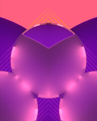 Aufkleber - Kaleidoscopic pattern with trendy gradient and luminous rings. 3d rendering digital illustration