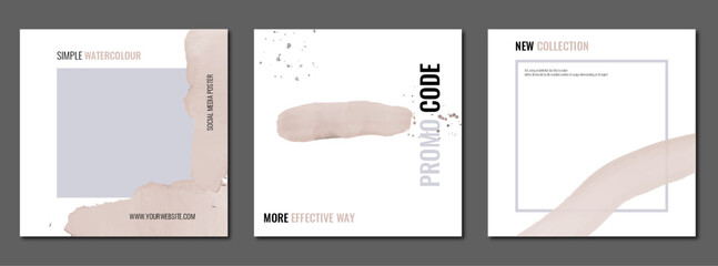 hand drawn art for social media templates, square business templates for facebook and instagram, vec