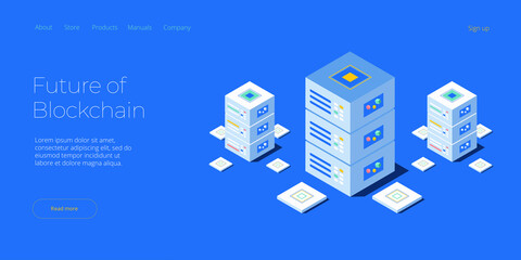 Wall Mural - hosting server isometric vector illustration. abstract 3d datacenter or data center room background.