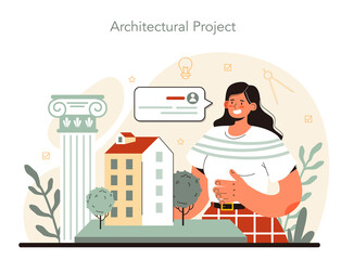 Wall Mural - architect concept. idea of architectural project and construction
