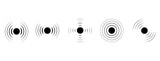 Fototapeta  - Radar black icons set.
Reception
satellite signal. Sound, radio or vibration waves.
Simple, round, isolated sign.
Vector illustration.