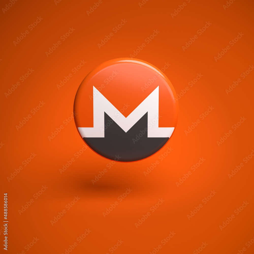 Logo of the cryptocurrency Monero (XMR) hovering over a seamless orange  background. Stock Photo | Adobe Stock