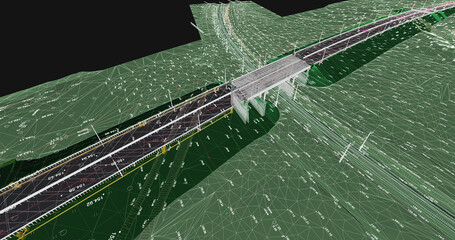 Wall Mural - the bim model of the object of transport infrastructure of wireframe view
