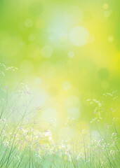 Wall Mural - vector summer, green, nature background. flowers and plants on green, bokeh background.