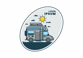 Wall Mural - motorhome with roof box flat illustration