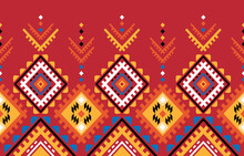 Ethnic Abstract Rhombus Pattern Art. Seamless Pattern In Tribal, Folk Embroidery, And Mexican Style. Aztec Geometric Art Ornament Print.Design For Carpet,  Clothing, Wrapping, Fabric, Cover, Textile