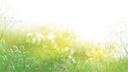Wall Mural - vector summer, green, nature background. flowers and plants on green, bokeh background.