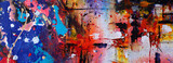Fototapeta Młodzieżowe - Hand draw painting abstract art panorama background colors texture design illustration..
