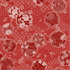 Poster - Traditional  Japanese fabric patchwork wallpaper vector seamless  pattern