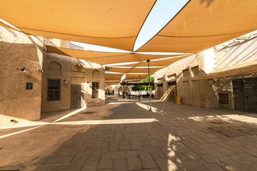 Al Seef Traditional Historical District Arabic Architecture. Dubai Deira Old Town. United Arab Emirates. Middle East. 