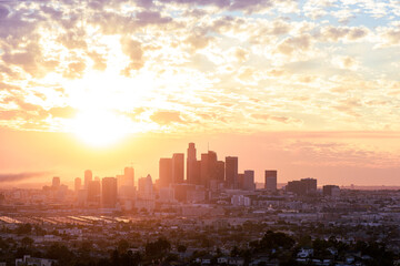 Wall Mural - Downtown Los Angeles skyline at sunset