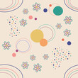 vVector abstract circle with seamless pattern and flowers. Simple colorful repeat textures with fabric pattern wrapping paper.