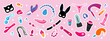 © Olga Milyaeva - Collection of stickers of sex toys. Vector illustration. Sex shop.