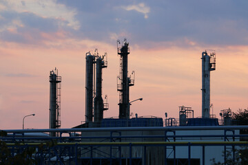 Wall Mural - refinery oil and petrochemical industry sunset sky