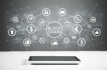 blockchain technology and network connection. cryptocurrency. fintech. digital finance