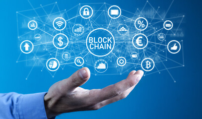 blockchain technology and network connection. cryptocurrency. fintech. digital finance