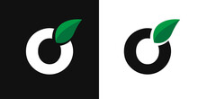 Letter O With Leaf Logo Design. Vector Illustration