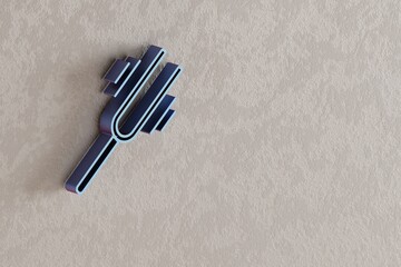 Poster - Tuning Fork Vibrating icon. Beautiful Blue Tuning Fork Vibrating symbol icons on wall bright background. 3d rendering illustration. Background pattern for design..
