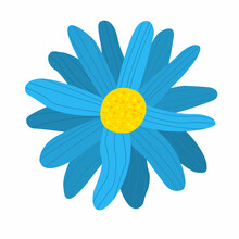 Blue Flower Vector Illustration Hand Drawn In Cartoon Style Isolated On White Background