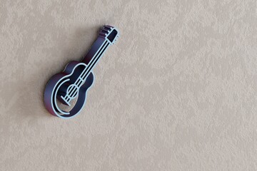 Poster - Jazz guitar icon. Beautiful Blue Jazz guitar symbol icons on wall bright background. 3d rendering illustration. Background pattern for design.