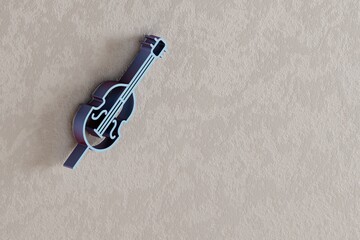 Aufkleber - Inclined Cello icon. Beautiful Blue Inclined Cello symbol icons on wall bright background. 3d rendering illustration. Background pattern for design.