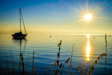 Canvas Print - Sailboat at the Starnberger See lake - Tutzing