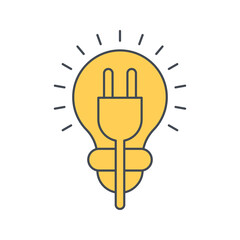 Poster - Creative energy saving light bulb plug icon