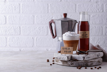 Wall Mural - Cold brew coffee with cold foam.