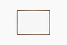 Horizontal Frame Mockup 7:5, 70x50, A4, A3, A2, A1 Landscape. Single Dark Brown Walnut Wood Frame Mockup. Clean, Modern, Minimalist, Bright. Passepartout/mat Opening In 3:2 Aspect Ratio.
