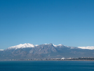Wall Mural - View from the Kaleici Harbour ,towards Konyaalti Beach and Mountains ,Antalya, Turkey.
