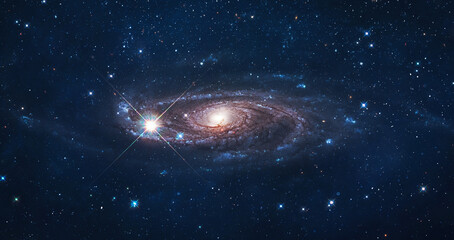 Fototapete - Spiral galaxy in space. Galaxy Andromeda sci-fi high quality space wallpaper. Sky with stars. Elements of this image furnished by NASA