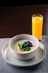 Sticker - Porridge Bowl With Fresh Summer Berries In Bowl. Clean Eating Dieting Concept. Oatmeal With Berries