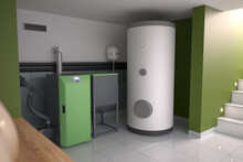 Boiler Room - Home Heating System, 3D Illustration