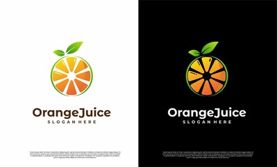 Wall Mural - vector modern orange juice logo illustration, Fresh Orange logo design on isolated background
