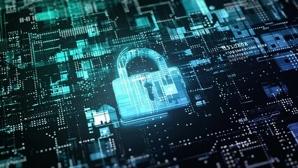 Padlock Icon Cyber Security of Digital Data Network Protection, Secure Technology Blockchain Data Network Connectivity Background, And Secure Information for Privacy.