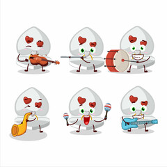 Sticker - Cartoon character of white love ring box playing some musical instruments