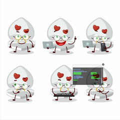 Sticker - White love ring box Programmer cute cartoon character with