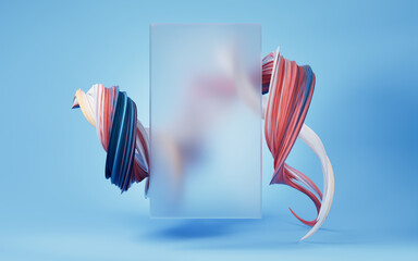 Sticker - Abstract flowing gradient lines, 3d rendering.