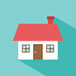 Flat house with long shadow. Vector illustration.