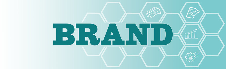 Wall Mural - brand. horizontal banner with text and illustrations