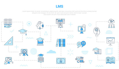 Wall Mural - lms learning management system concept with icon set template banner with modern blue color style