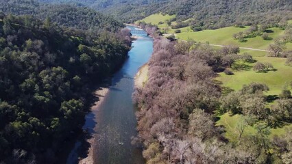 Wall Mural - Ariel view of middle fork of mokelumne river in Amador county